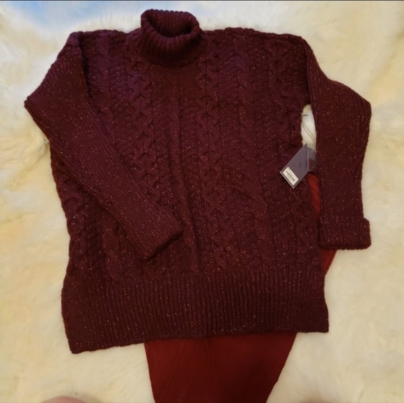 NEW Jennifer Lopez  Hollywood Boudoir Turtleneck Sweater Thick Cable Wool Preppy - Picture 7 of 8